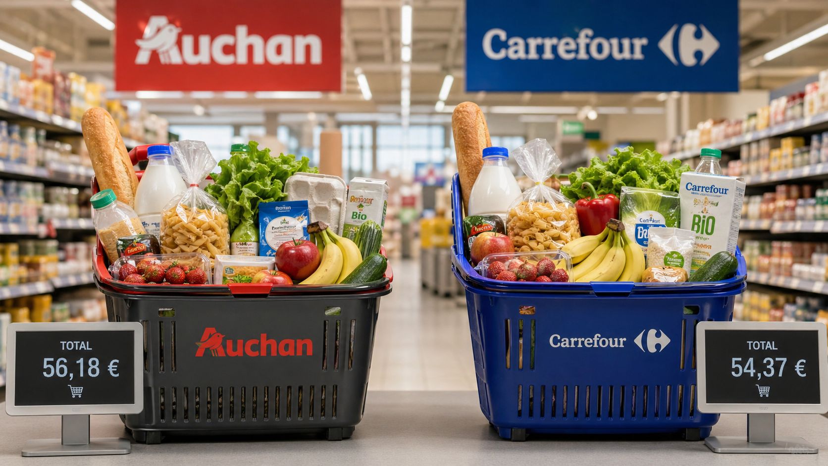 auchan ou carrefour moins cher