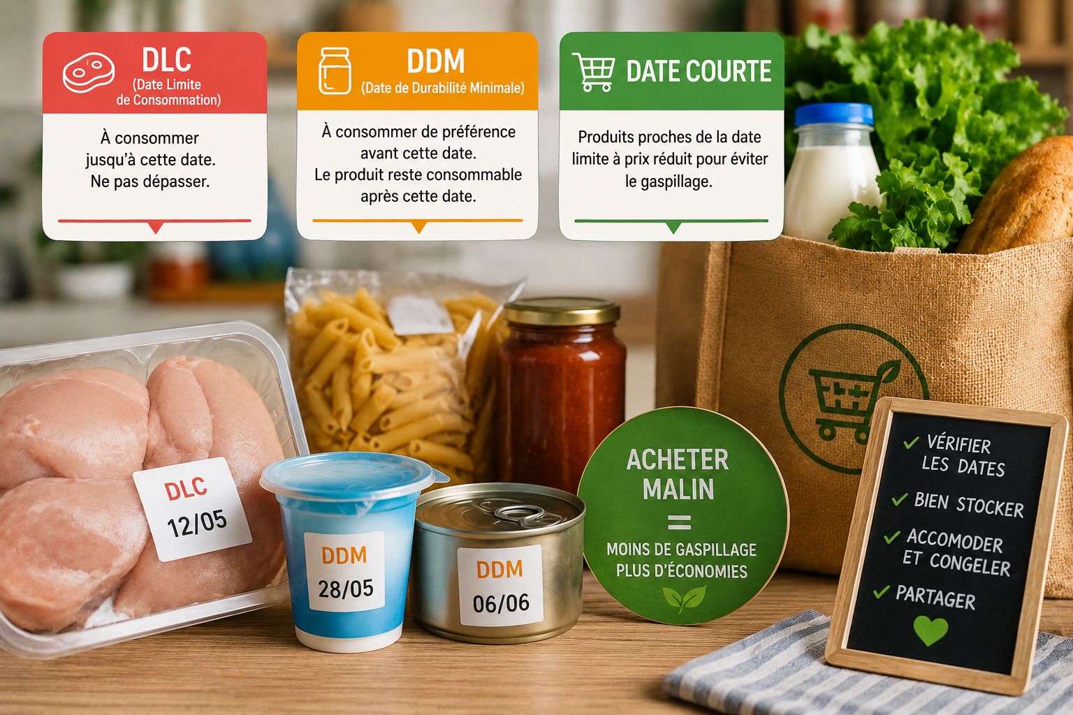 DLC, DDM et date courte pour mieux organiser ses courses