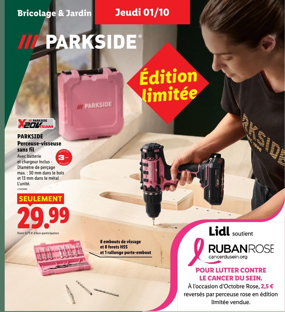 Perceuse-visseuse Parkside rose en édition limitée pour Octobre Rose