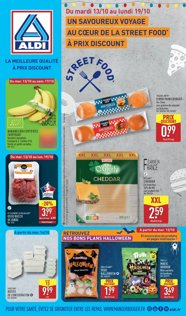 Catalogue Aldi du 13 au 19 octobre 2026 : semaine street food, poulet à 3,50 € le kilo et cocotte en fonte à 29,99 €