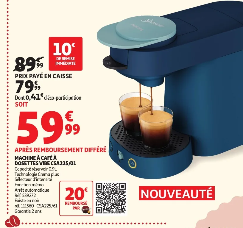 Machine à café Senseo Vibe en promotion dans le catalogue Auchan