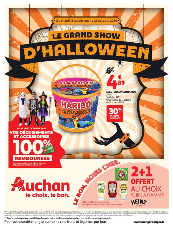 Catalogue Auchan du 13 au 25 octobre 2026 : Halloween, déguisements remboursés et Soupline à -80 % sur le 2e
