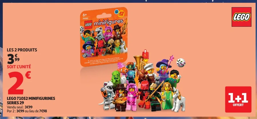 Minifigurines LEGO série 29 en 1+1 offert chez Auchan