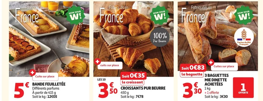 Croissants pur beurre, baguettes et bande feuilletée aux Halles Auchan