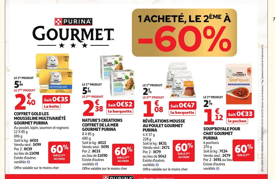 Gamme Gourmet de Purina avec -60 % sur le 2e produit chez Auchan