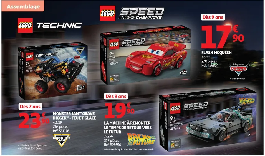 Lego Speed Champions Flash McQueen et Retour vers le futur, Lego Technic Monster Jam