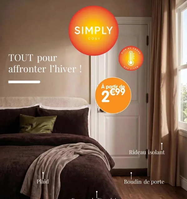Parure de lit polaire, plaid, rideau isolant et boudin de porte chez B&M