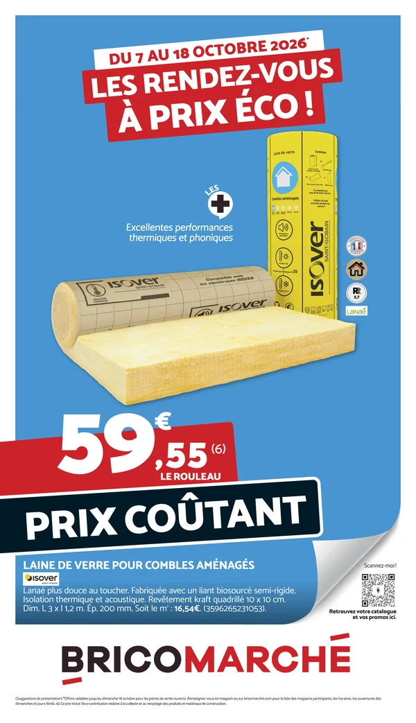 Catalogue Bricomarché du 7 au 18 octobre 2026 : isolation et chauffage à prix coûtant