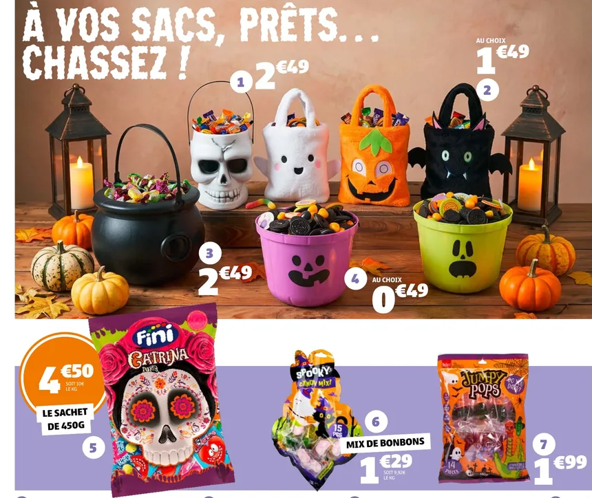 Seaux, sacs et bonbons d'Halloween dans le catalogue Gifi