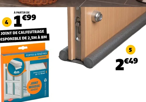 Joint de calfeutrage et bas de porte à petit prix chez Gifi