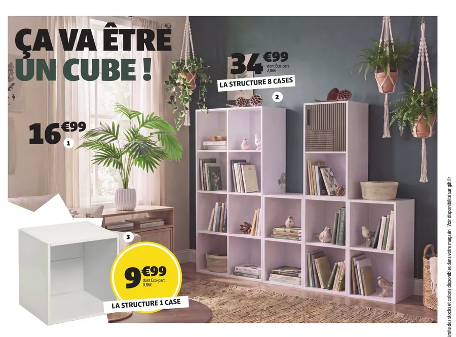 Structures de rangement cubes Gifi 8 cases et 1 case
