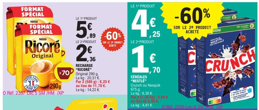 Ricoré et céréales Nestlé Crunch à -60 % sur le deuxième produit