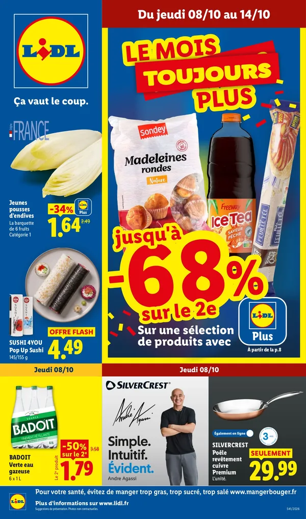 Catalogue Lidl du 8 au 14 octobre 2026 : le 2e à -68 % avec Lidl Plus, ce qui vaut vraiment le coup