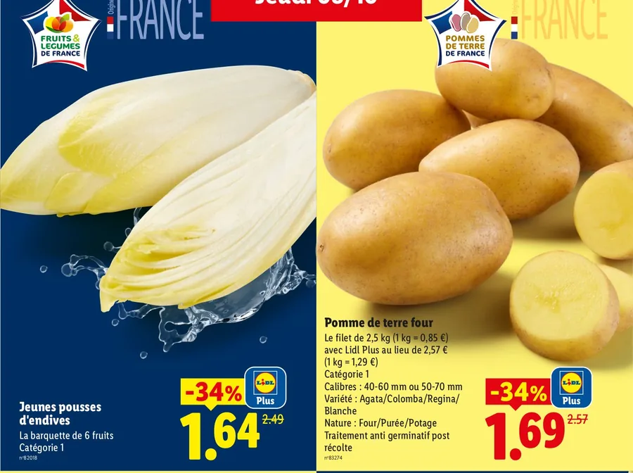 Endives et pommes de terre four à -34 % avec Lidl Plus
