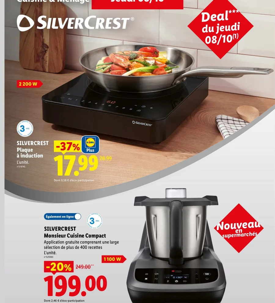 Plaque à induction Silvercrest et Monsieur Cuisine Compact
