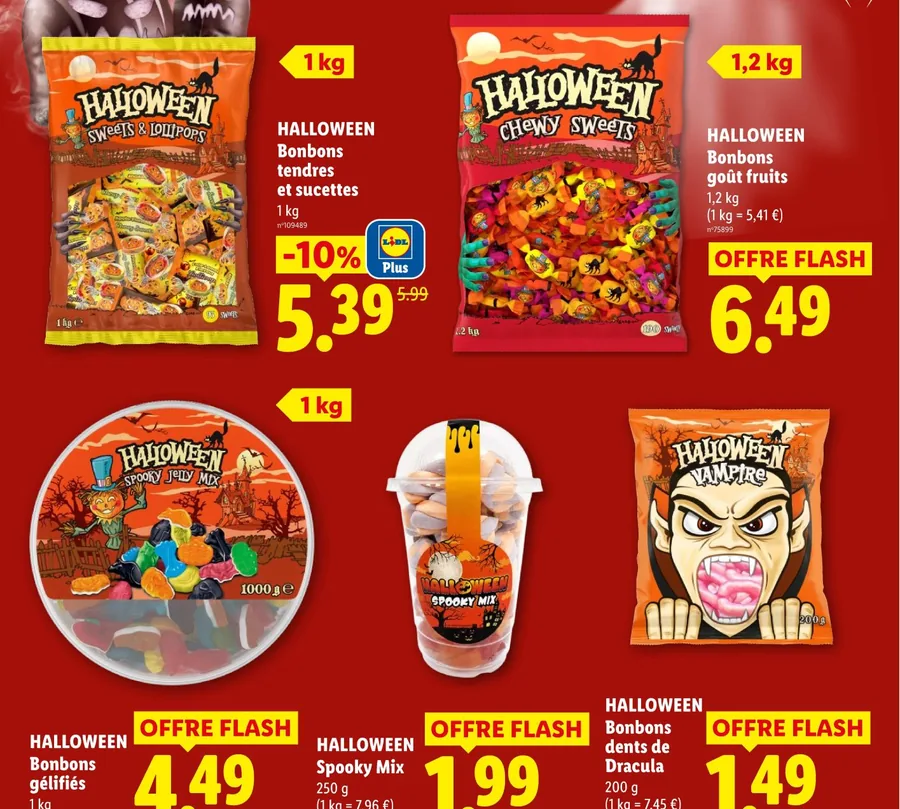 Sachets de bonbons d'Halloween en promotion