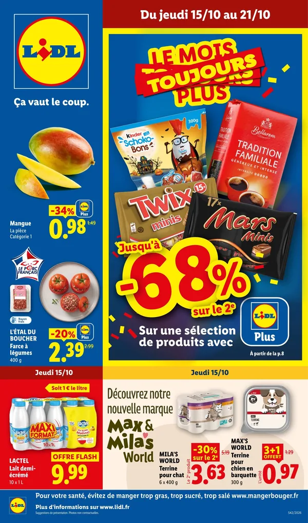 Catalogue Lidl du 15 au 21 octobre 2026 : café à 6,47 € le kilo, semaine alpine et bonbons d’Halloween
