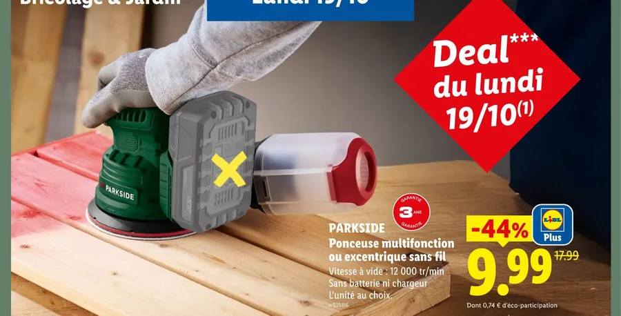 Ponceuse multifonction Parkside, deal du lundi 19 octobre